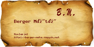 Berger Máté névjegykártya